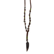 Aadi Knotted Leather and Pewter Charm Men's Necklace