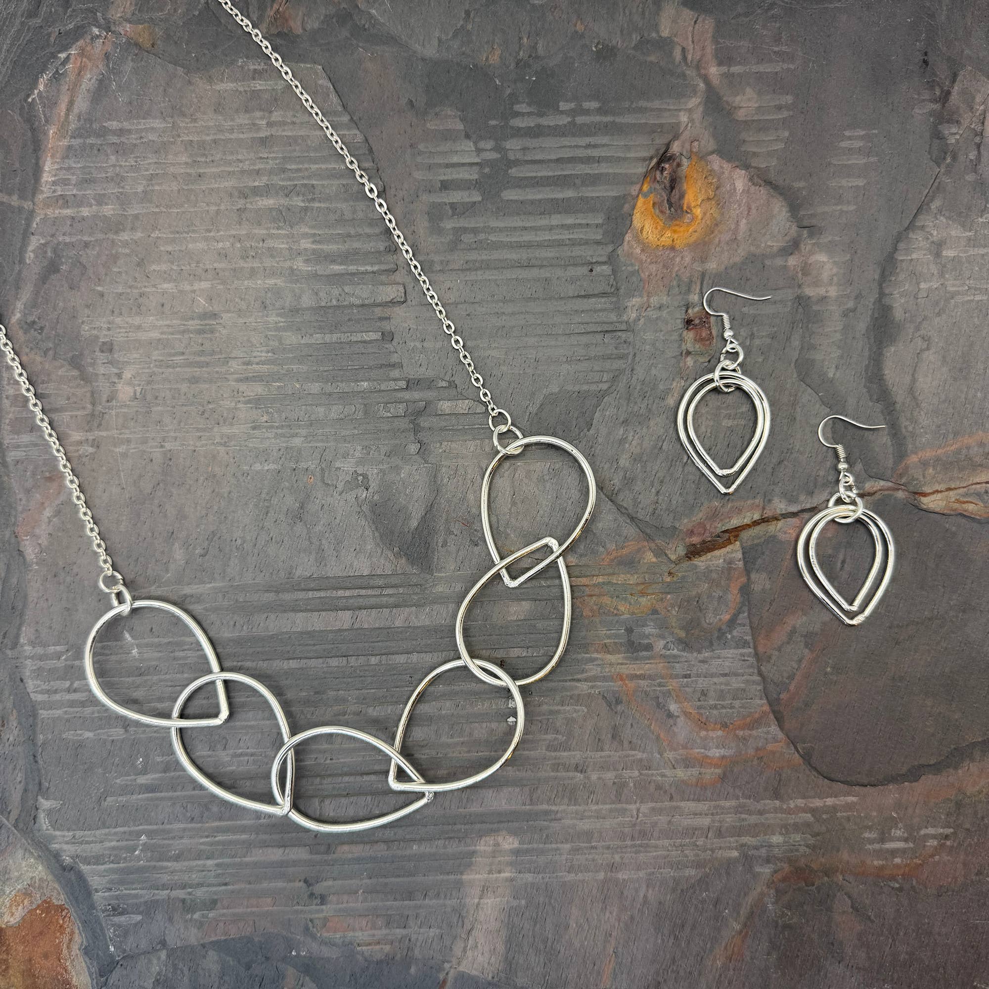 Handcrafted Interlocking Infinity Loops Silver Earrings