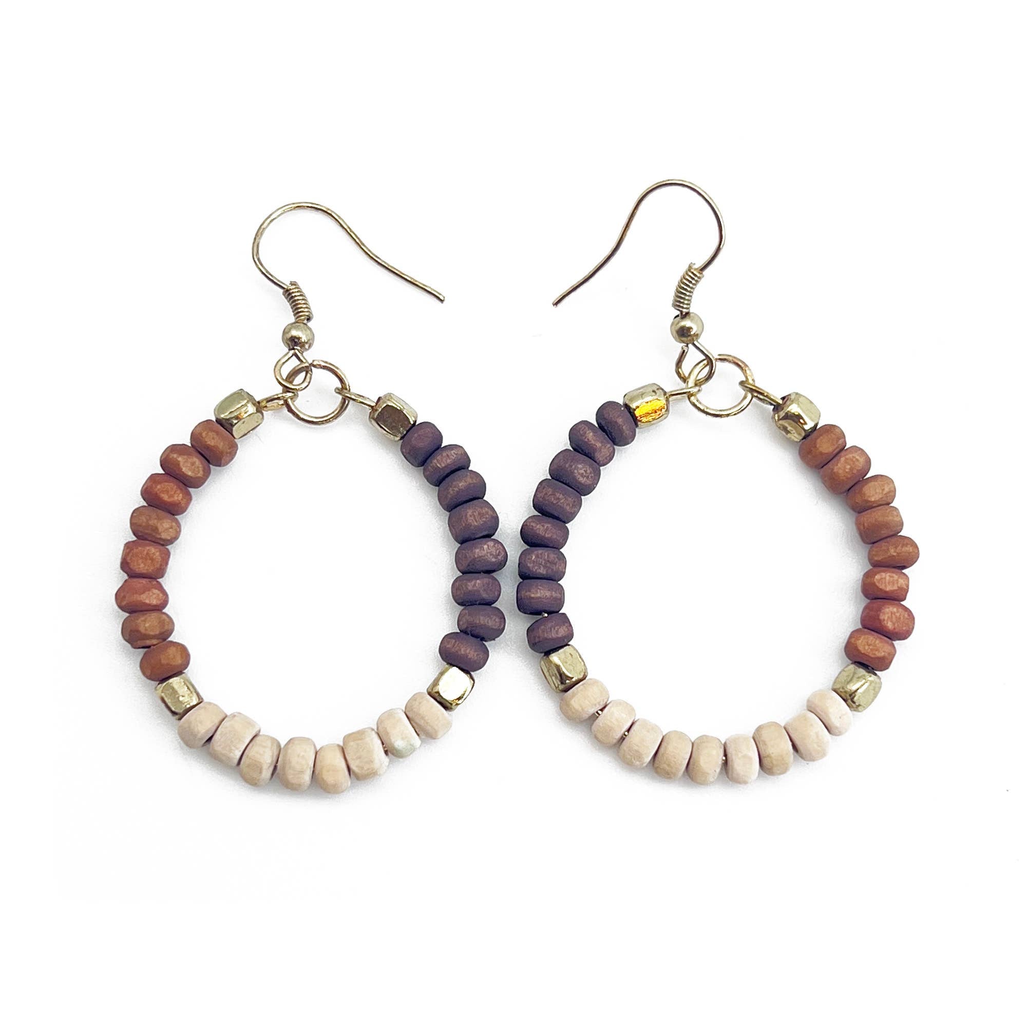 Prismatic Hues Hoop Earrings - Espresso, Brown, White