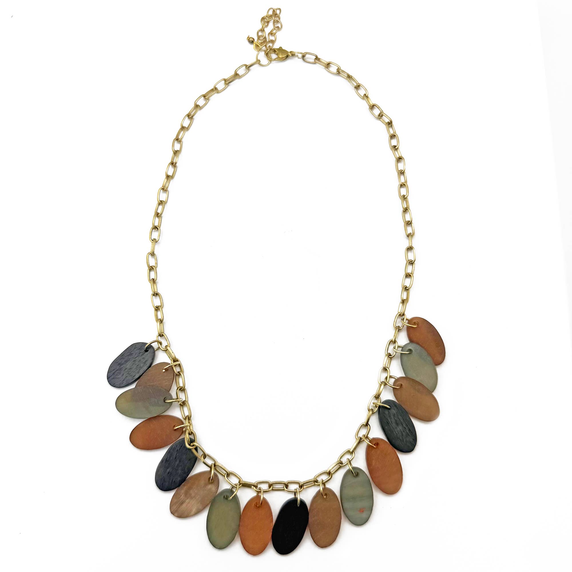 Omala Autumn Neutrals Necklace - Triple Oval Earth