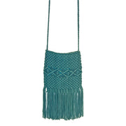 Josie Bag - Cotton macrame sling bag with fringes - Green