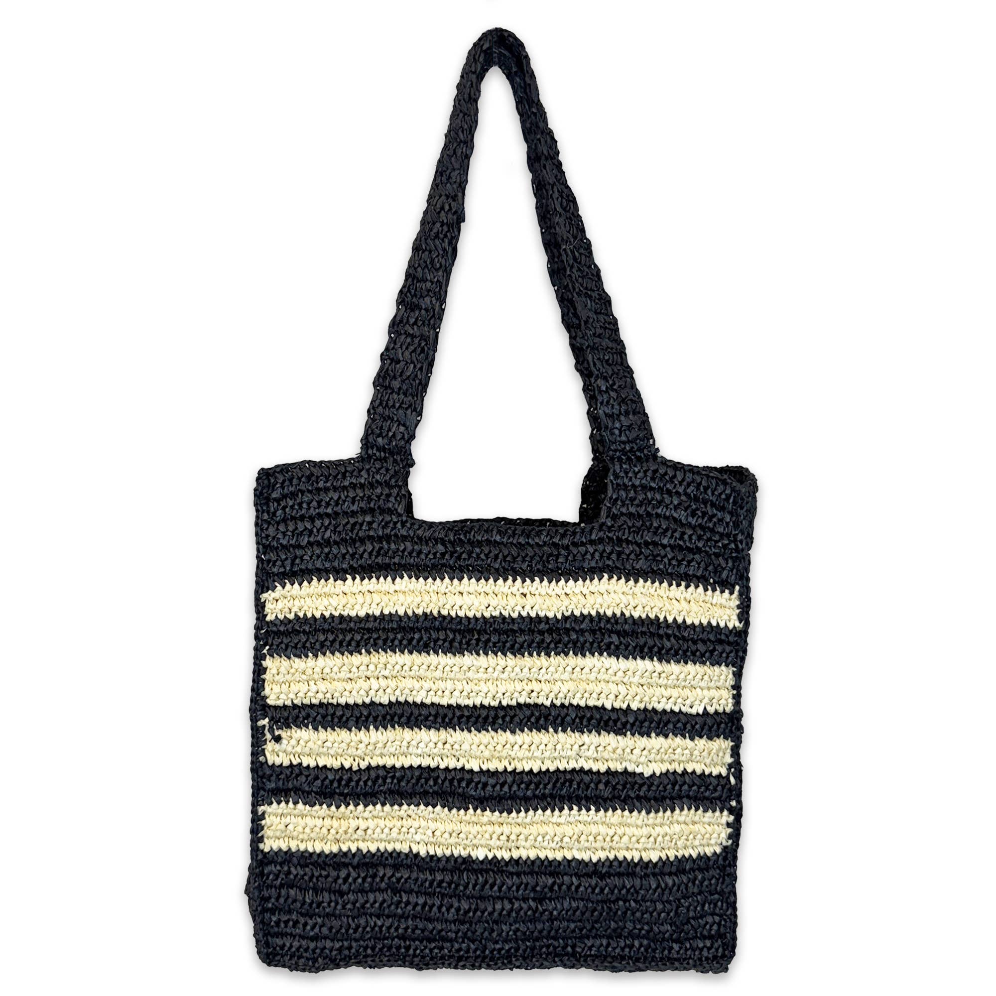 Kauai Bag - Black Box Bag with White Stripes