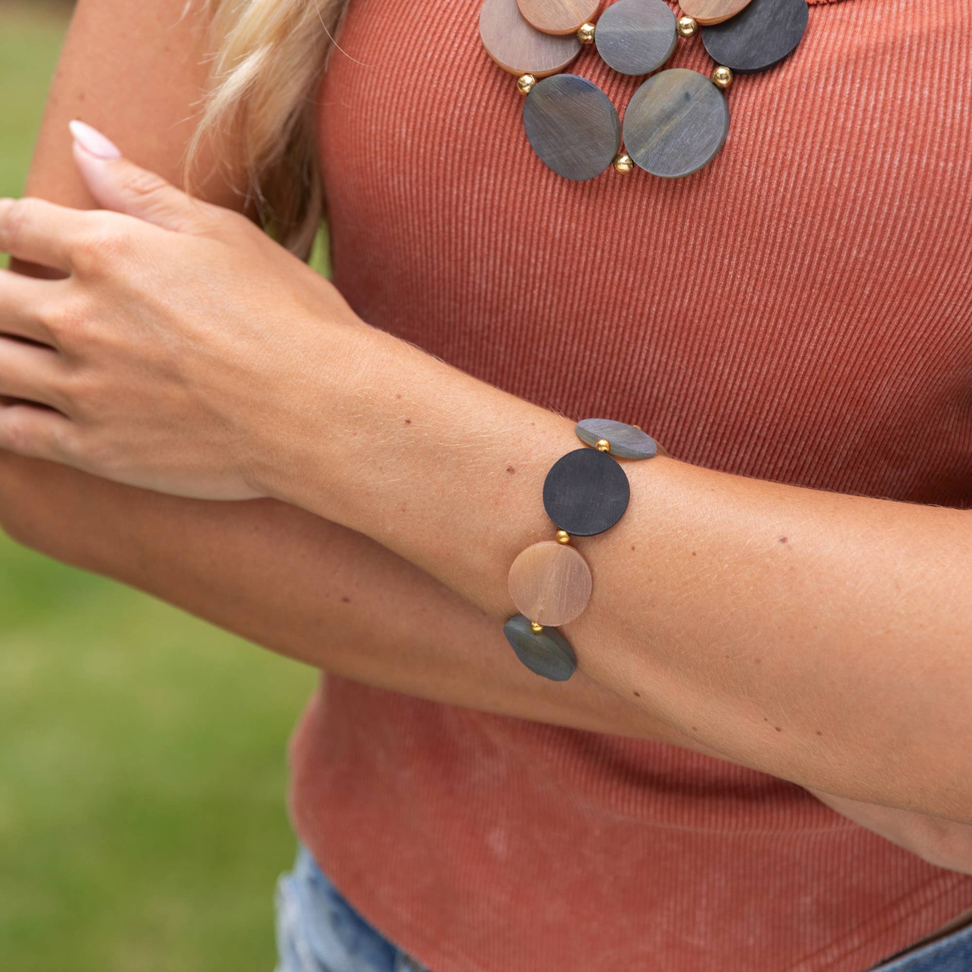 Omala Autumn Neutrals Bracelet - Disc Earth