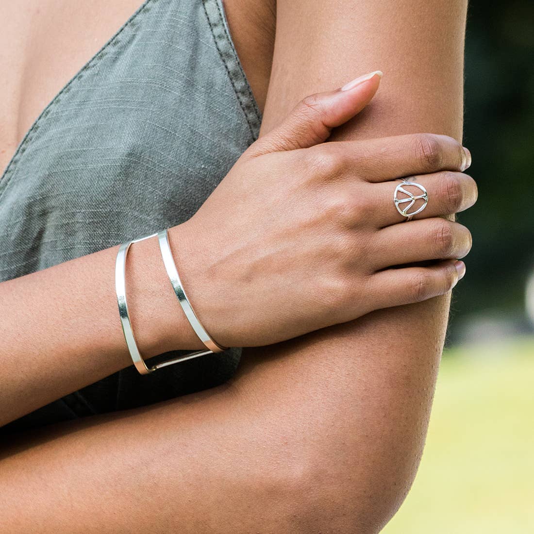 Silver Plated Adjustable Cuff Bracelet - Buckle