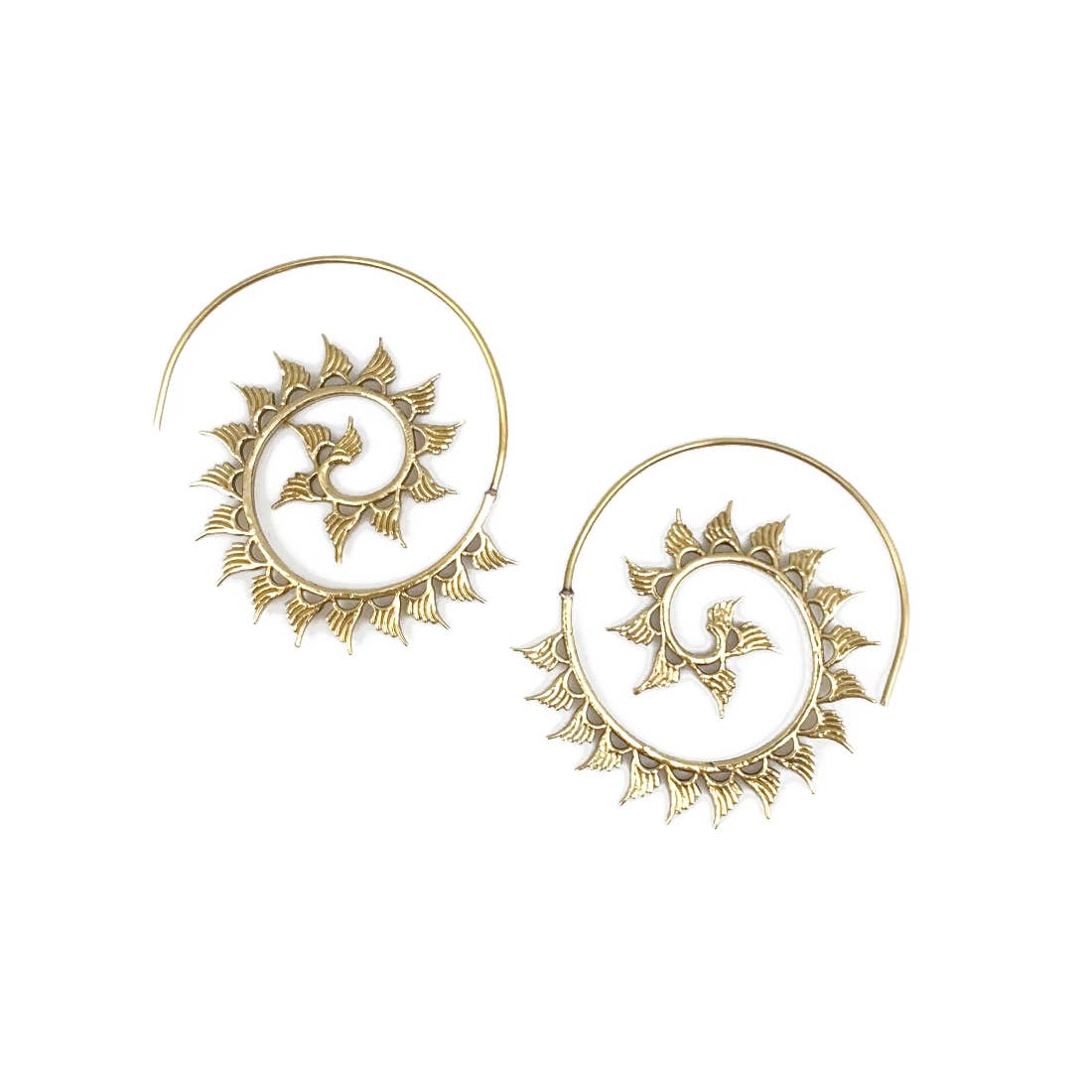 Tanvi Collection Earrings - Gold Mini Wings Spiral Open Hoop