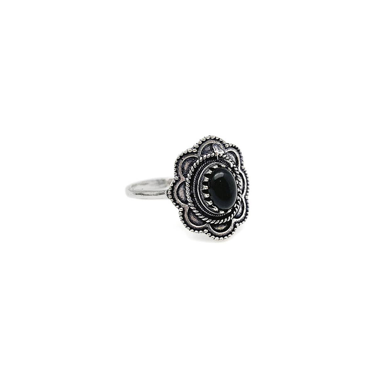 Tanvi Collection Ring - Silver with Black Onyx