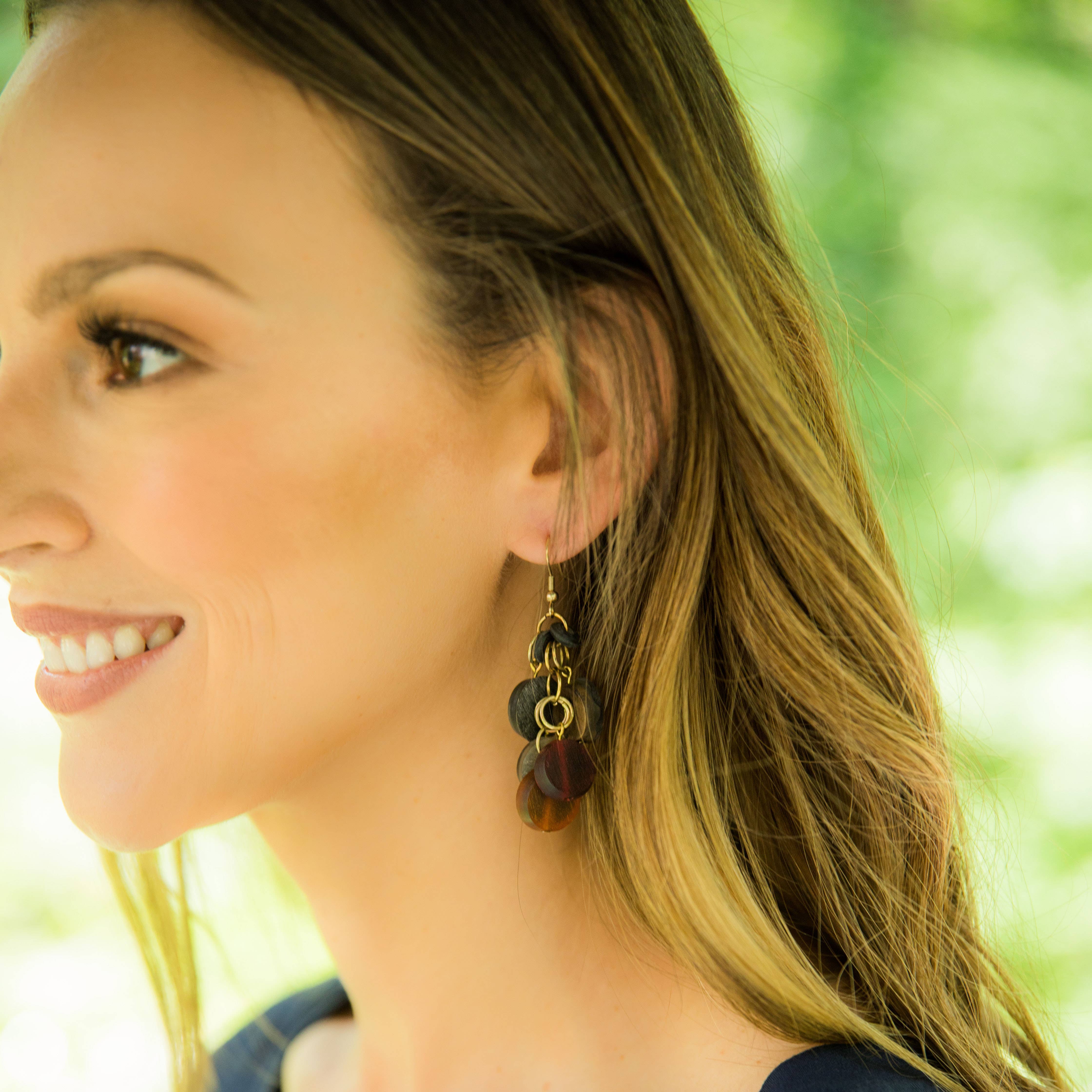 Omala Autumn Neutrals Collection Earrings - Beaded Cluster