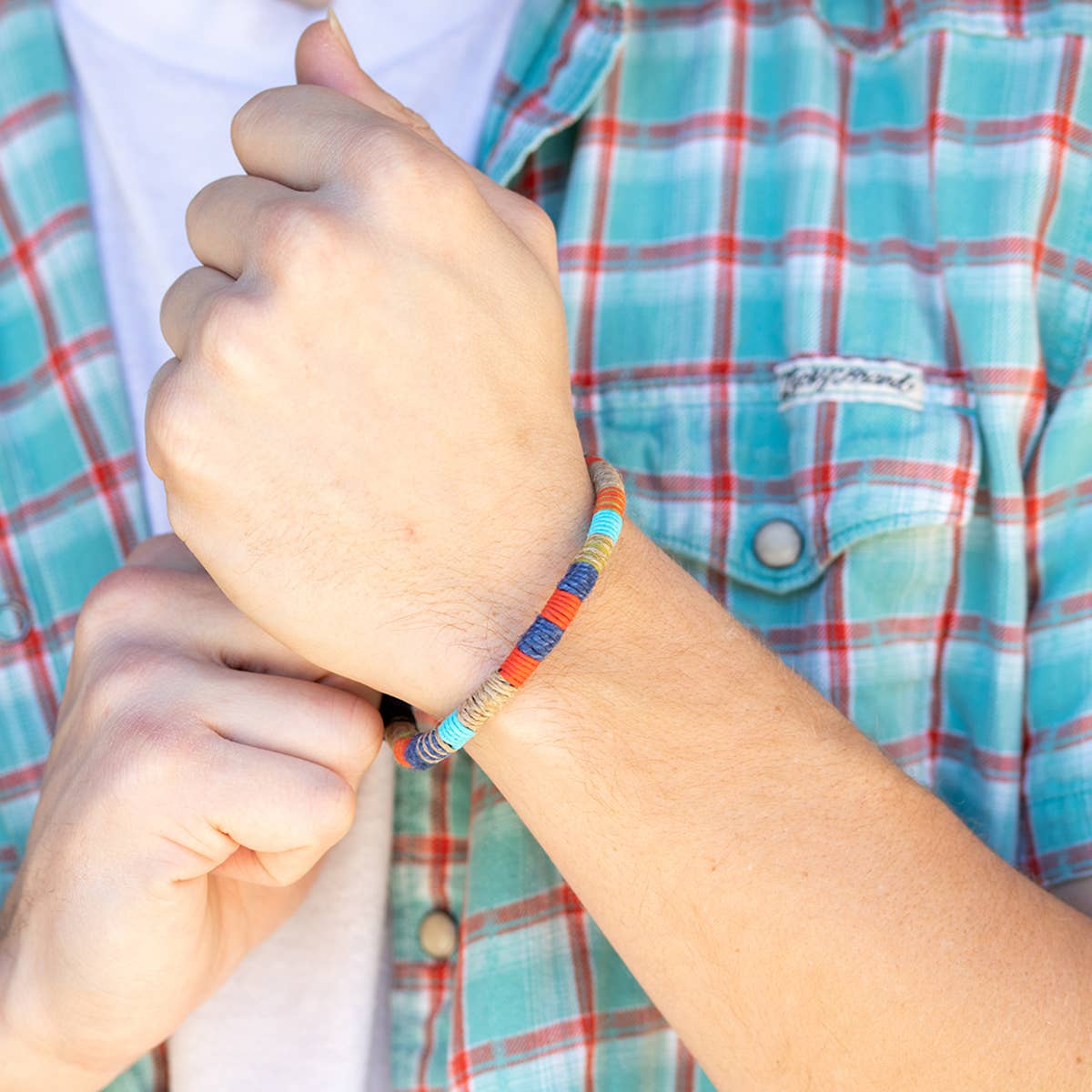 Aadi Multicolor Twine Green Orange Tan Men's Bracelet