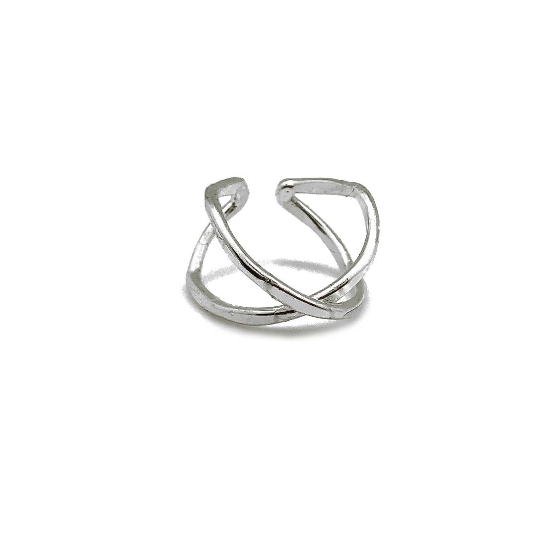 Silver Plated Adjustable Ring - Center X Shape