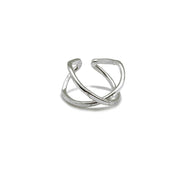 Silver Plated Adjustable Ring - Center X Shape