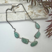 Handcrafted Kashi Semiprecious Stone Bib Necklace -Amazonite