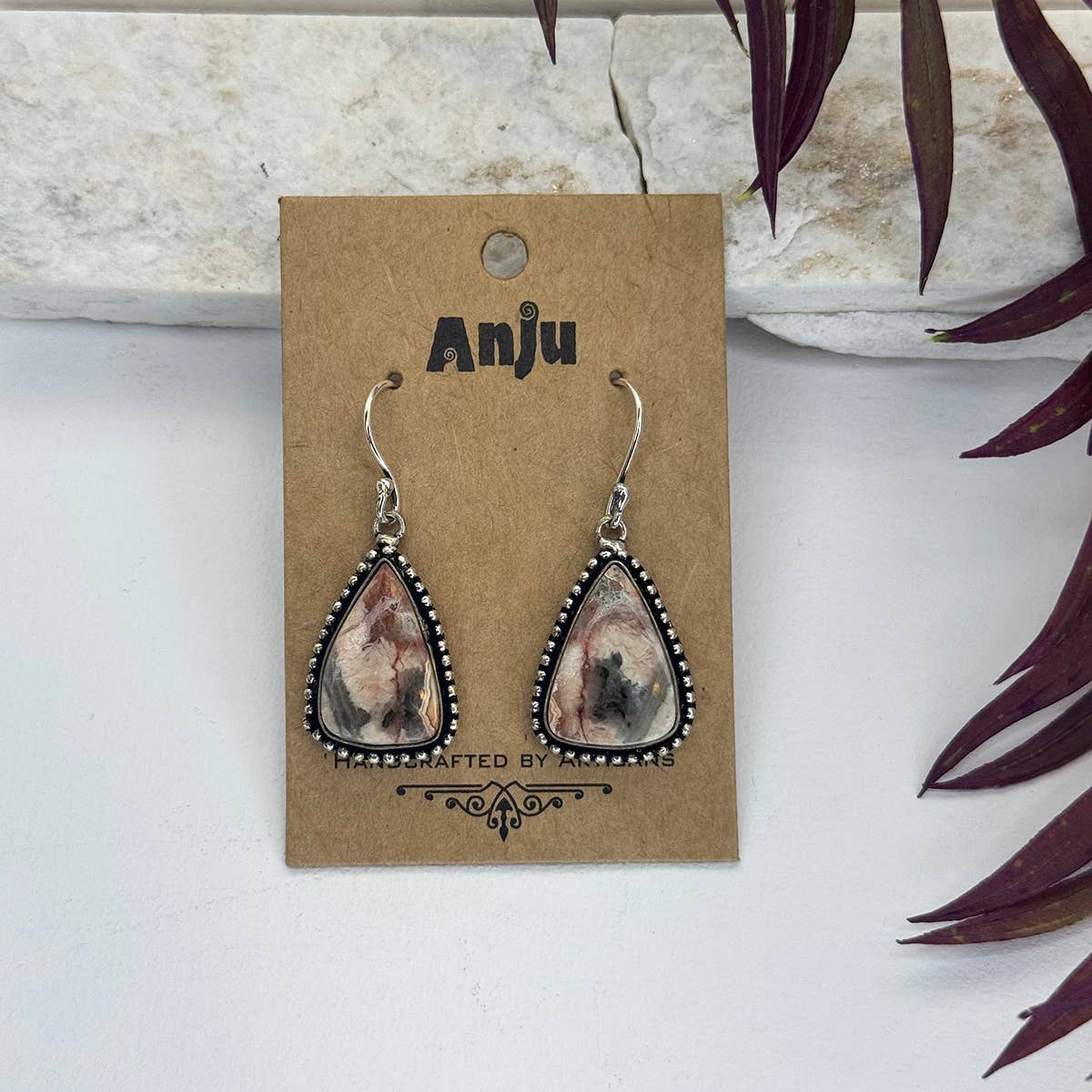 Handcrafted Semiprecious Stone Earrings - Maligano Jasper