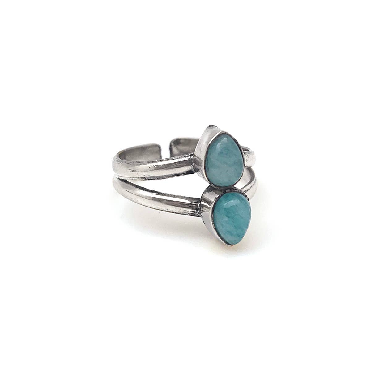 Tanvi Collection Ring - Silver with Double Amazonite
