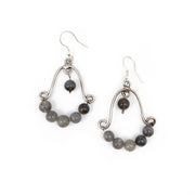 Wire-Wrapped Stone Earrings - Antique Silver, Labradorite