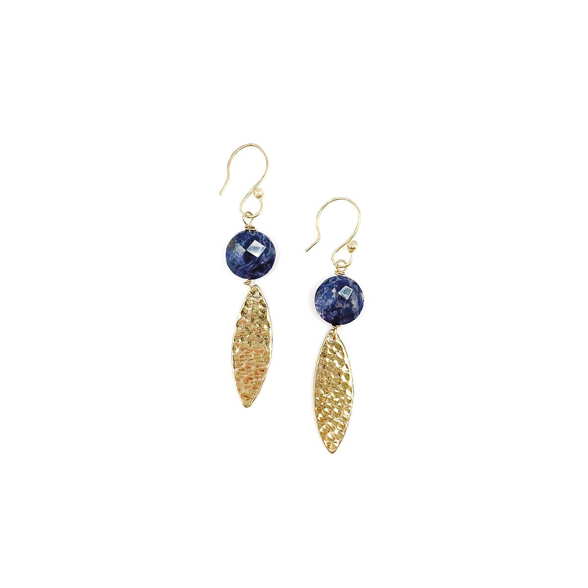 Akriti Gold and Medium Faceted Sodalite Earrings