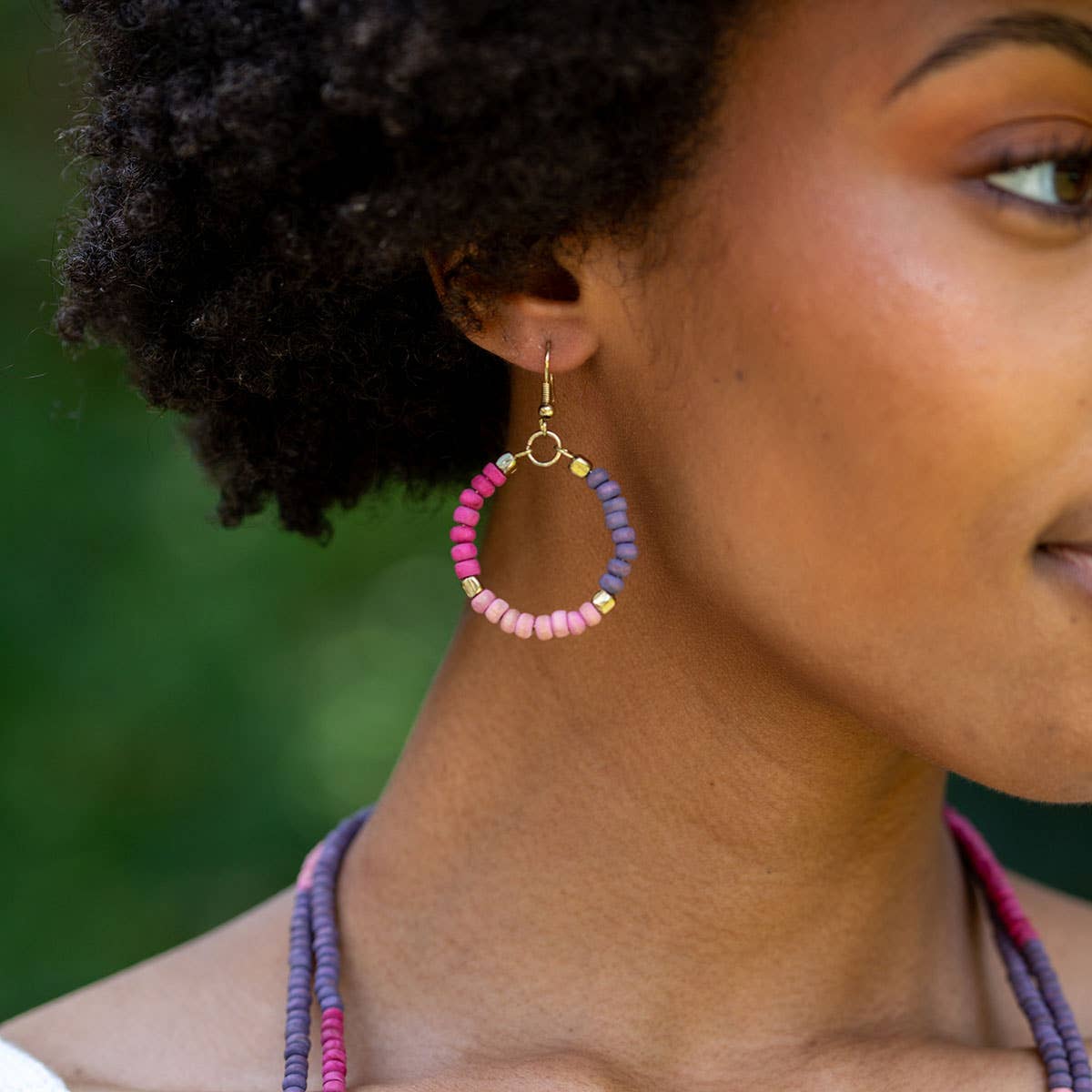 Prismatic Hues Hoop Earrings - Fuchsia, Pink, Purple