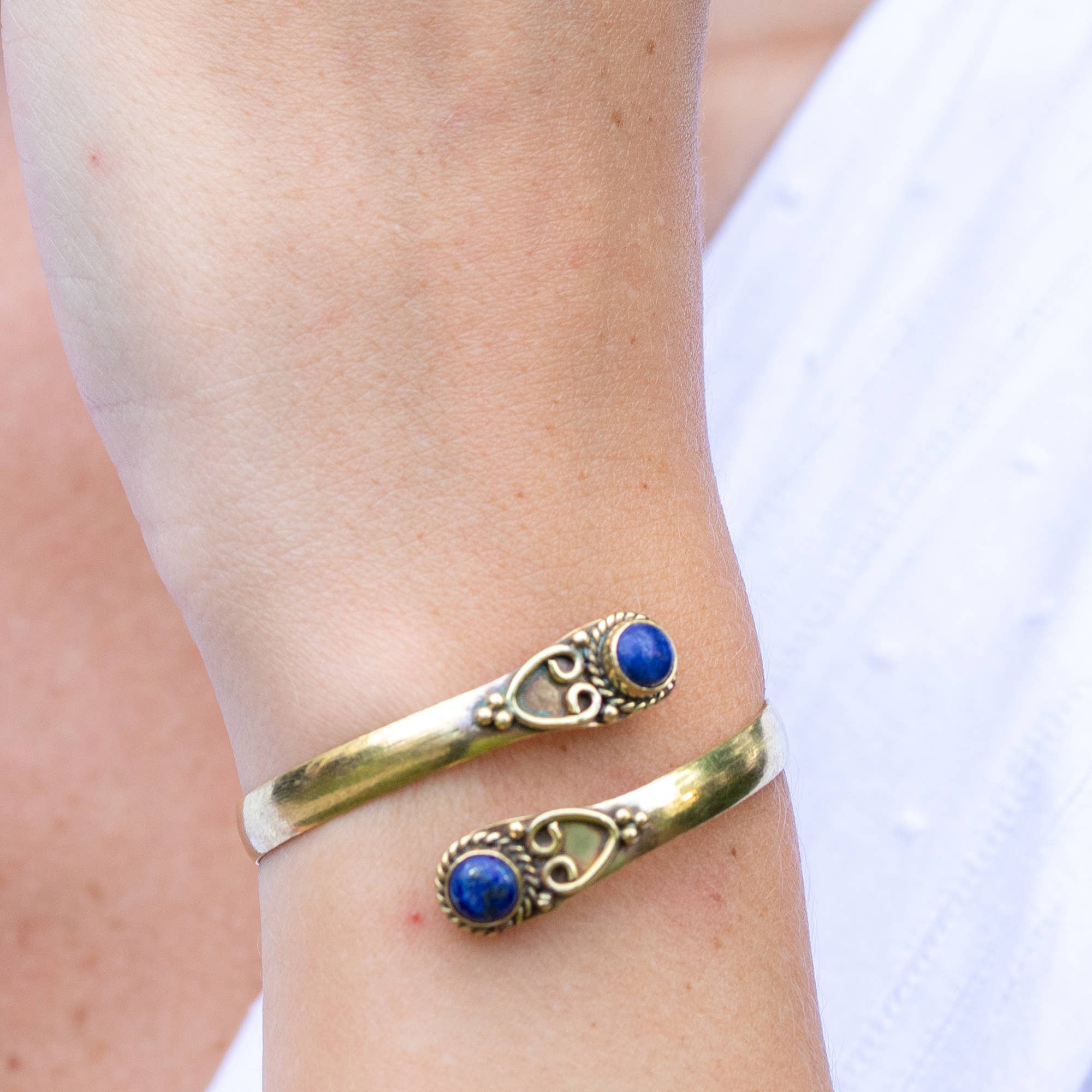 Tanvi Collection Bangle Bracelet - Gold with Lapis