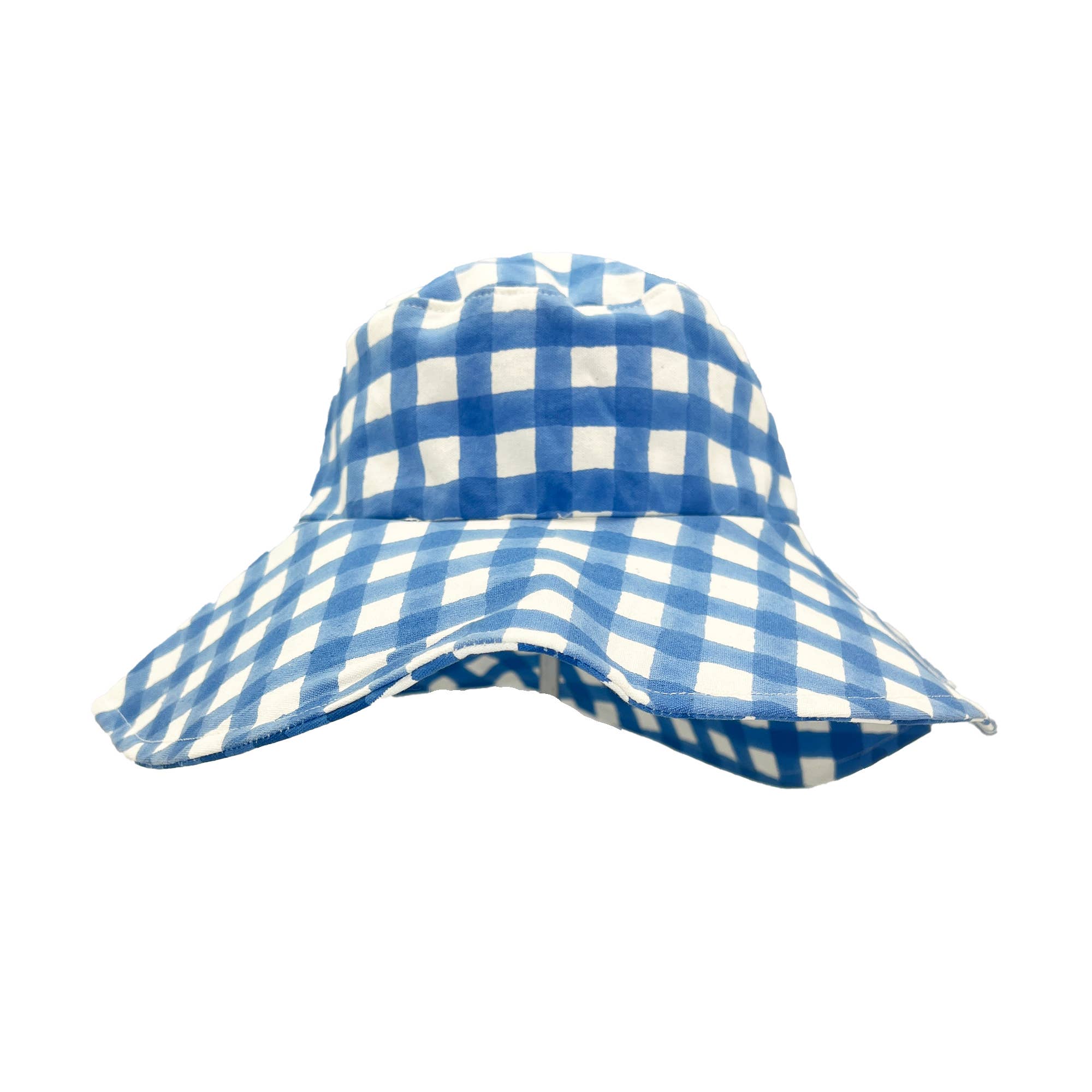 The Block printed Canvas Blue Gingham Sun Hat