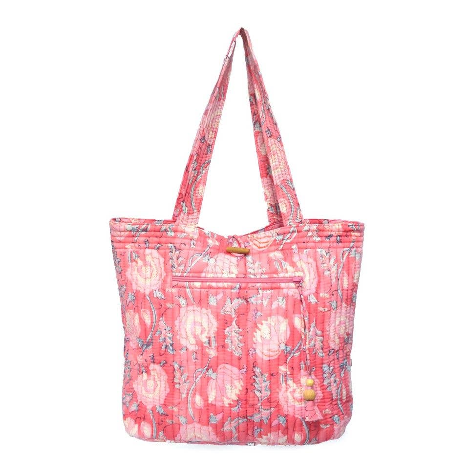 Peony Bloom Shopper Tote - Block Printed Organic Cotton