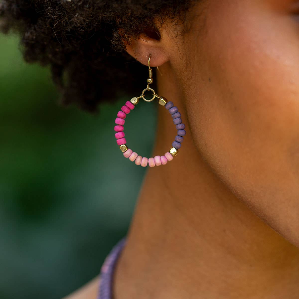 Prismatic Hues Hoop Earrings - Fuchsia, Pink, Purple