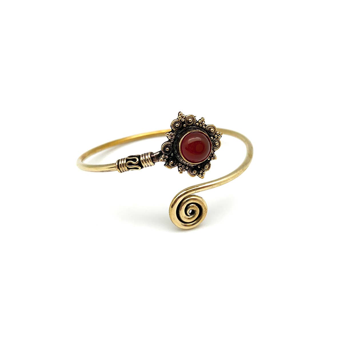 Tanvi Collection Bangle Bracelet - Gold with Red Onyx