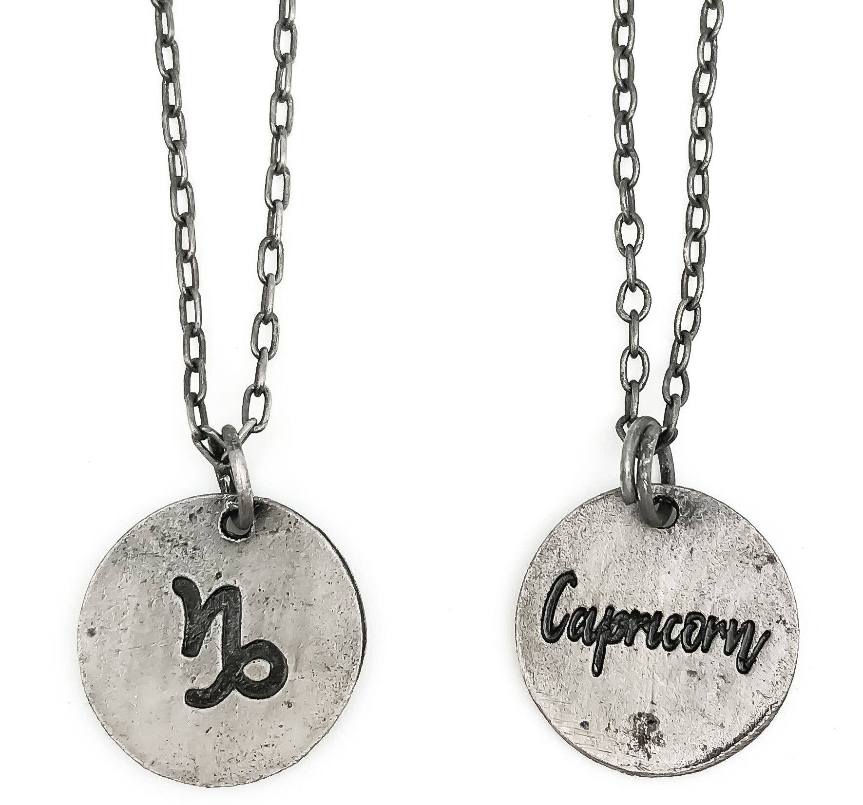 Capricorn Zodiac Pewter Glyph Necklace