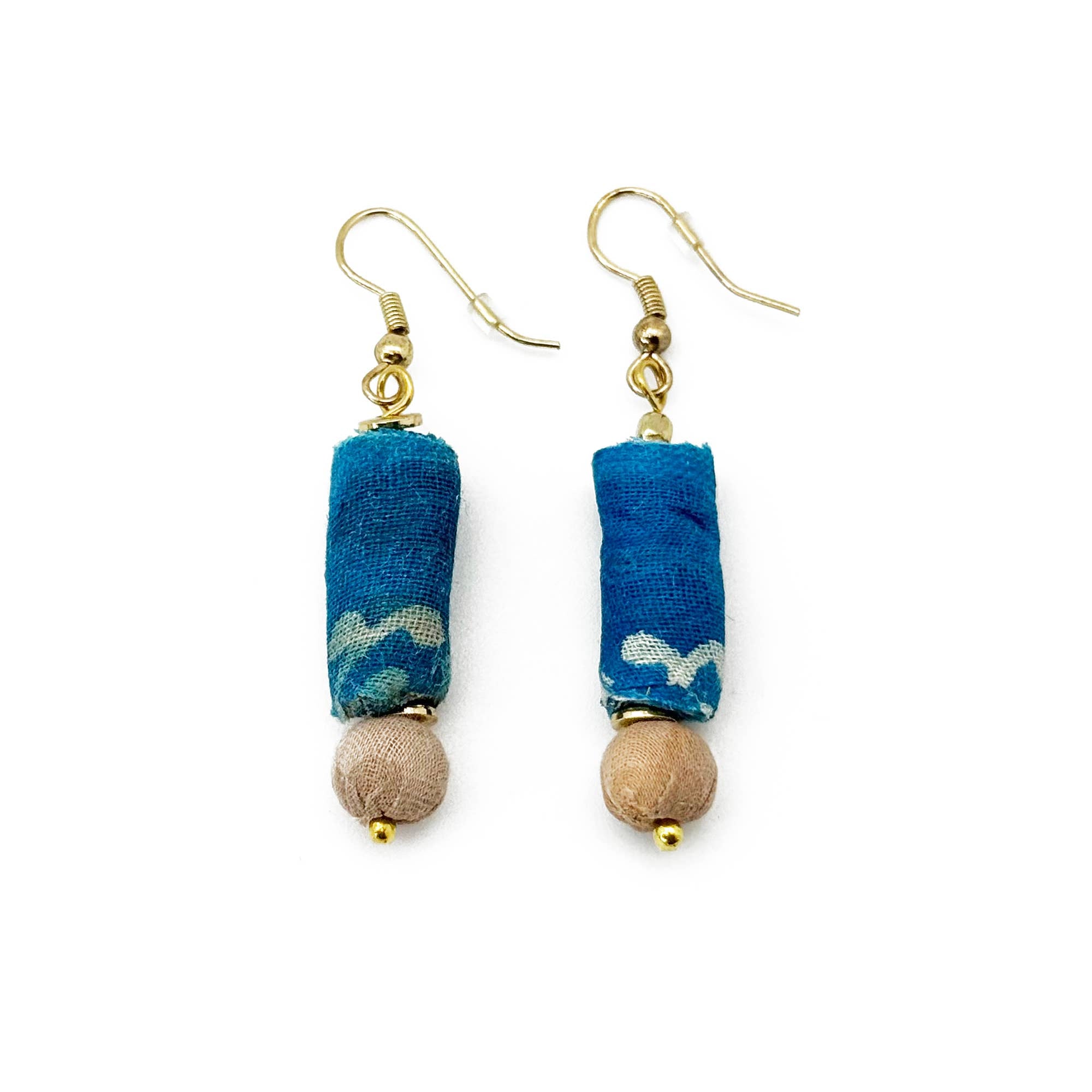 Aasha Monochrome Kantha Handcrafted Linear Bar Earrings