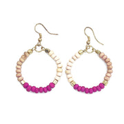 Prismatic Hues Hoop Earrings - Peach, Fuchsia, White
