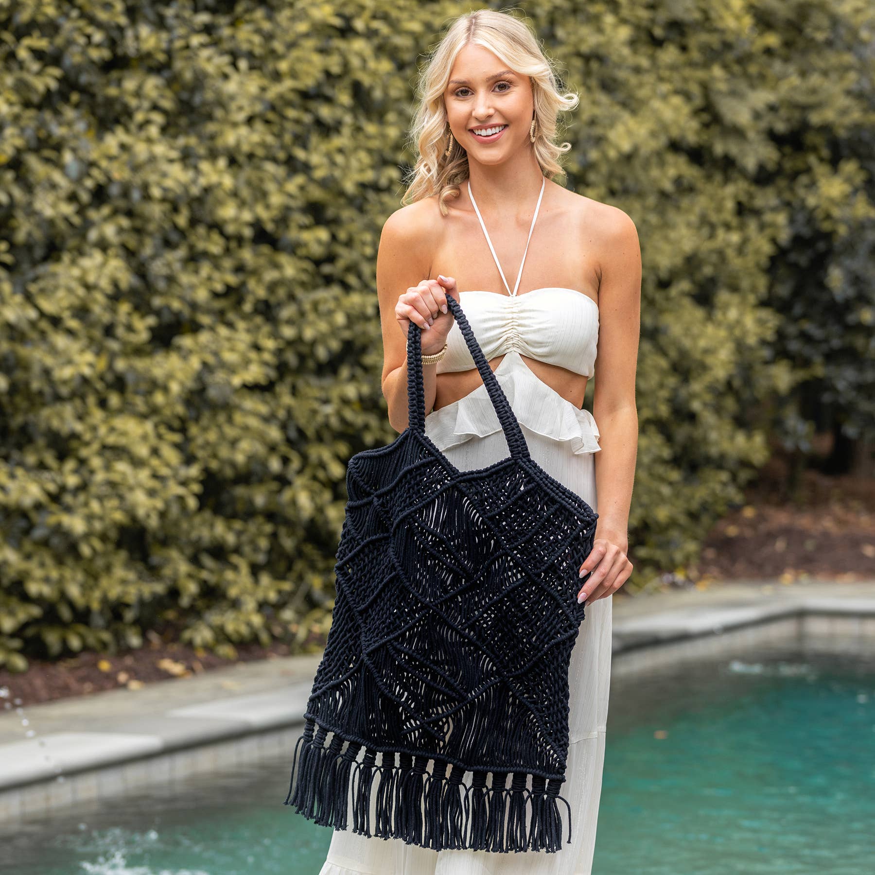Adira Woven Cotton Macrame Large Fringe Bags
