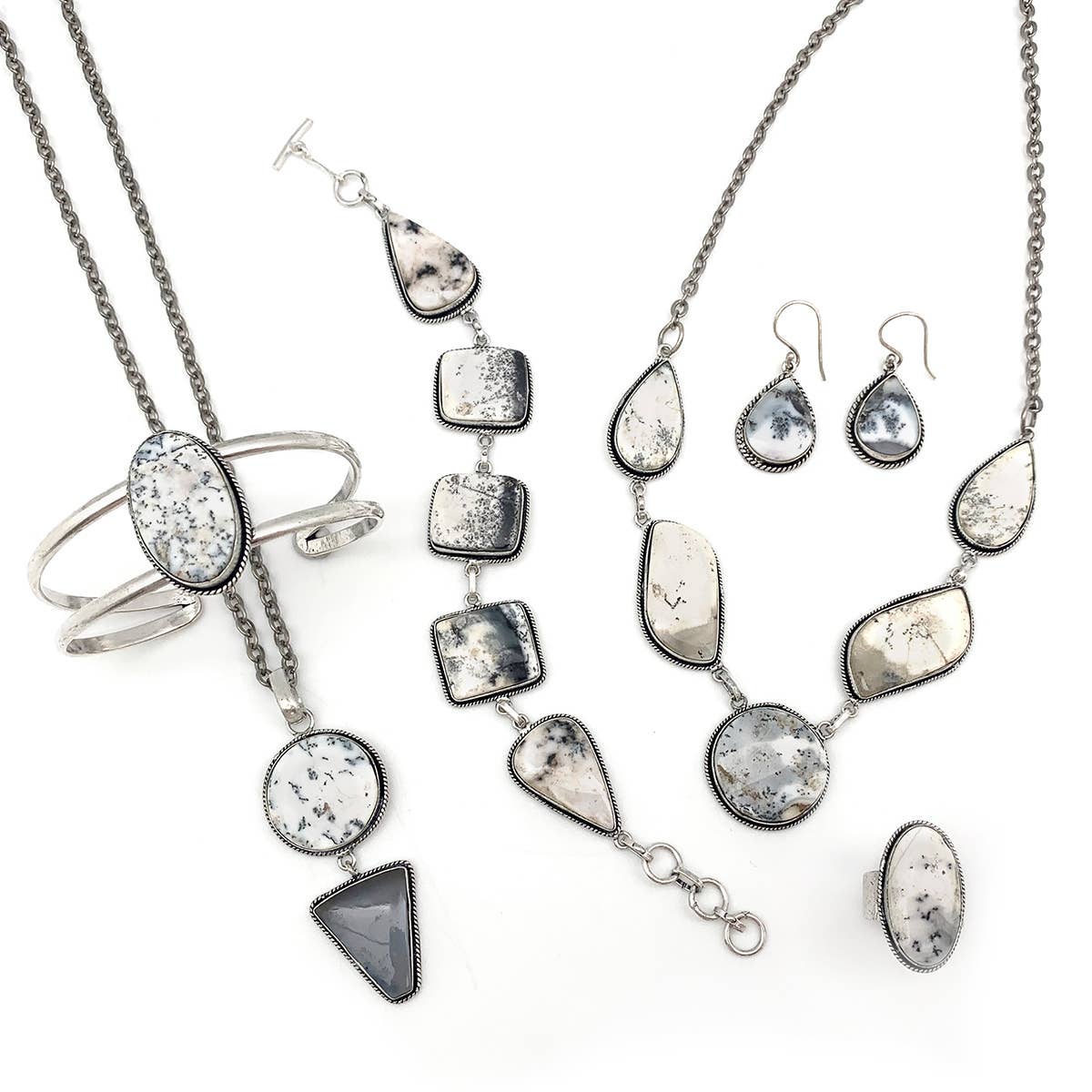 Kashi Semiprecious Stone Earrings - Dendritic Opal