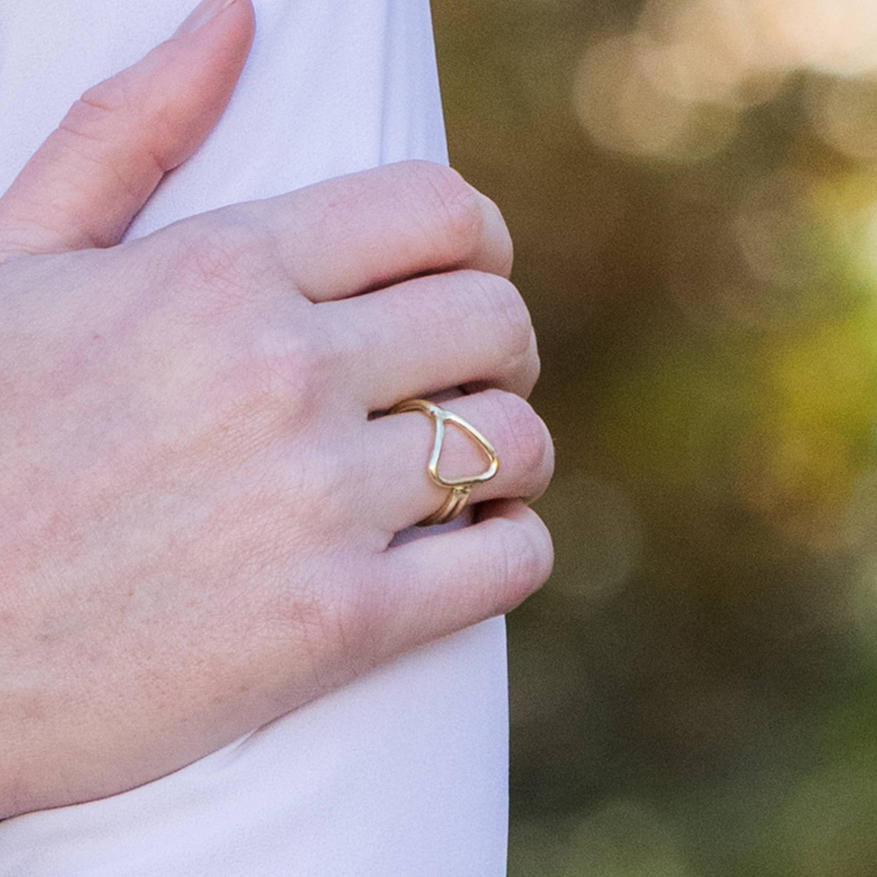 Gold Plated Adjustable Ring - Open Triangle