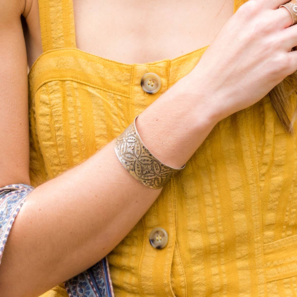 Silver Patina Bracelet - Brown Medallions