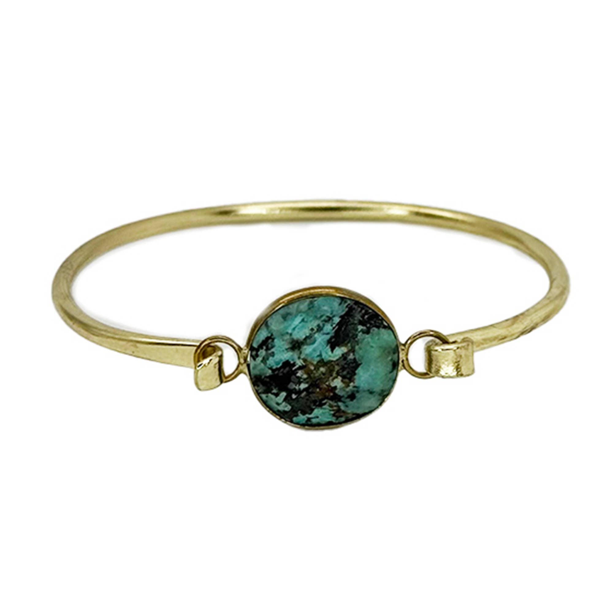 Gold Plated Bracelet with Semi-Precious Stone - Turquoise