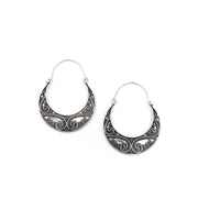 Tanvi Collection Earrings - Silver Curly Filigree Crescents