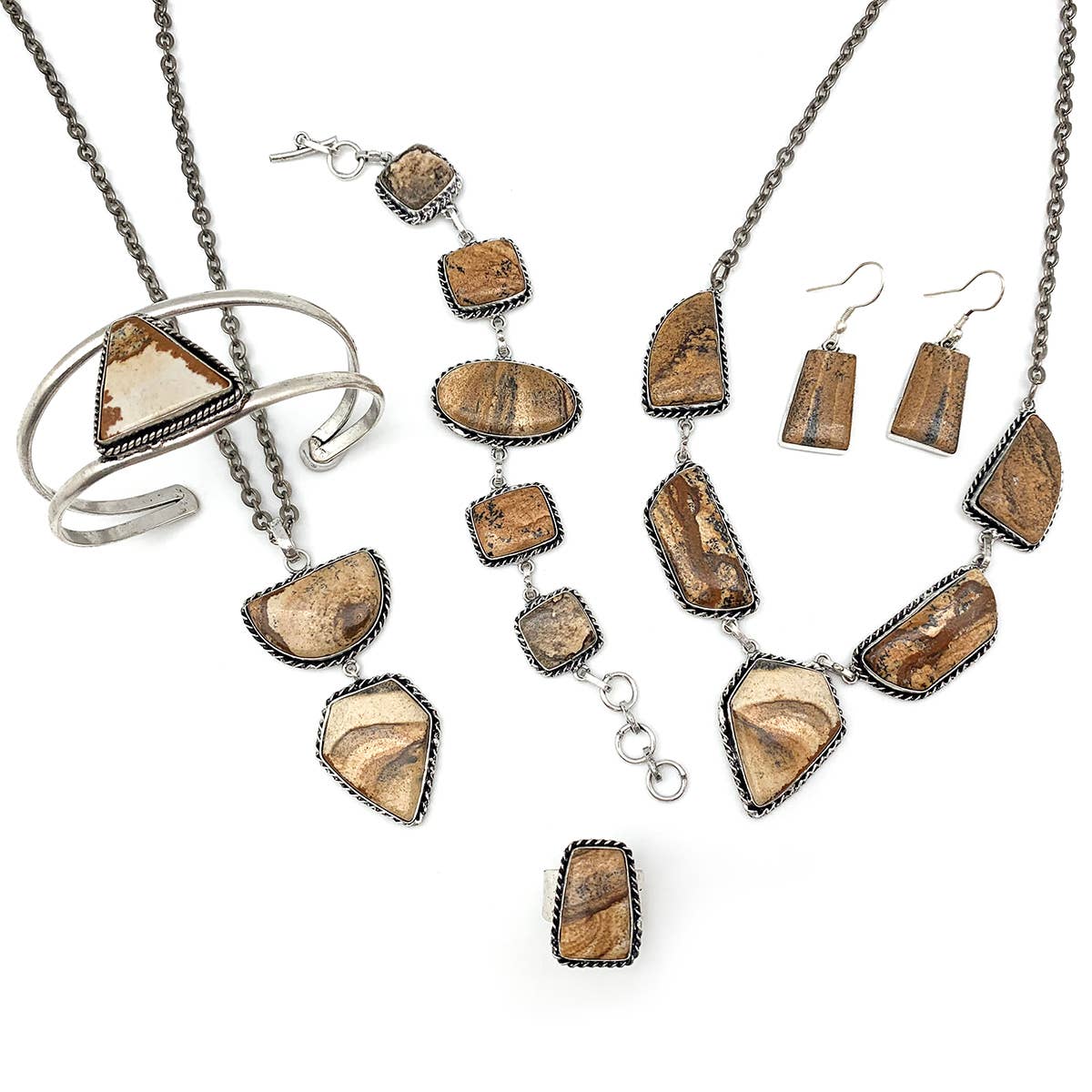 Kashi Semiprecious Stone Earrings - Picture Jasper