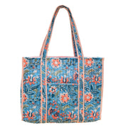 Peach Wildflowers Quilted Block-Printed Tote