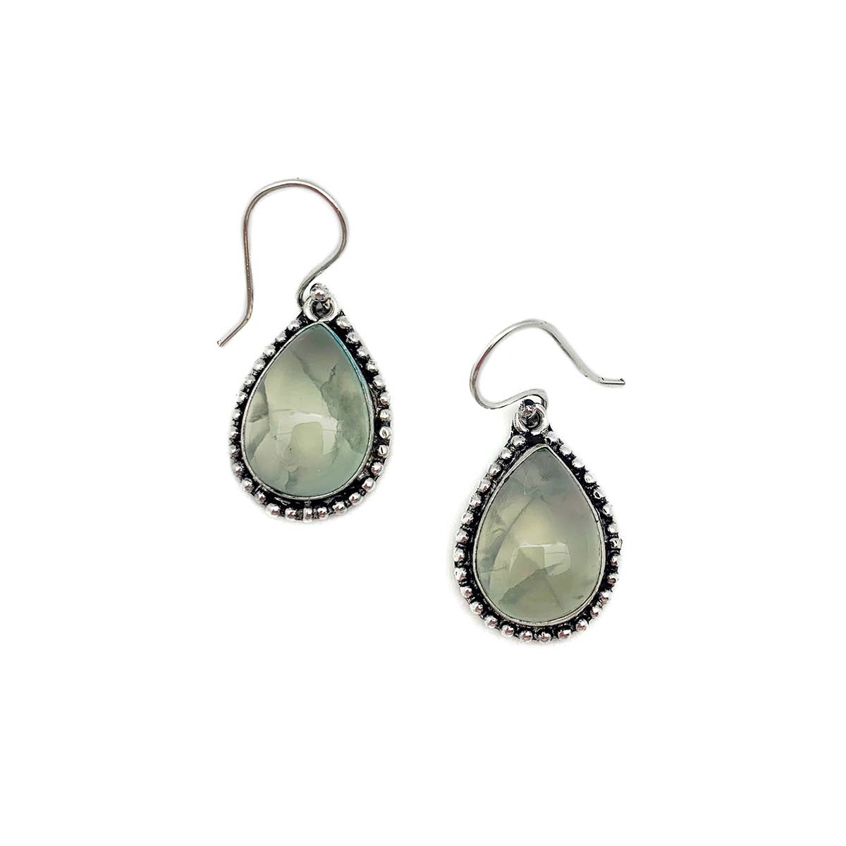 Handcrafted Kashi Semiprecious Stone Earrings - Prehnite