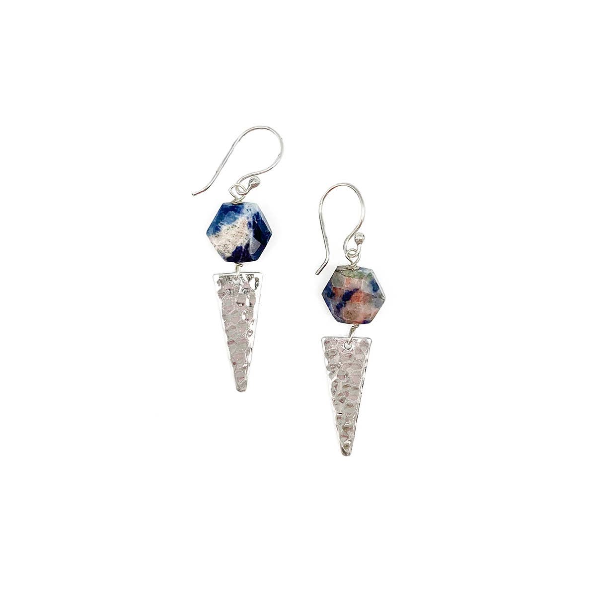 Akriti Silver and Medium Faceted Sodalite Earrings