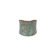 Copper Patina Ring - Aqua Floral Paisley