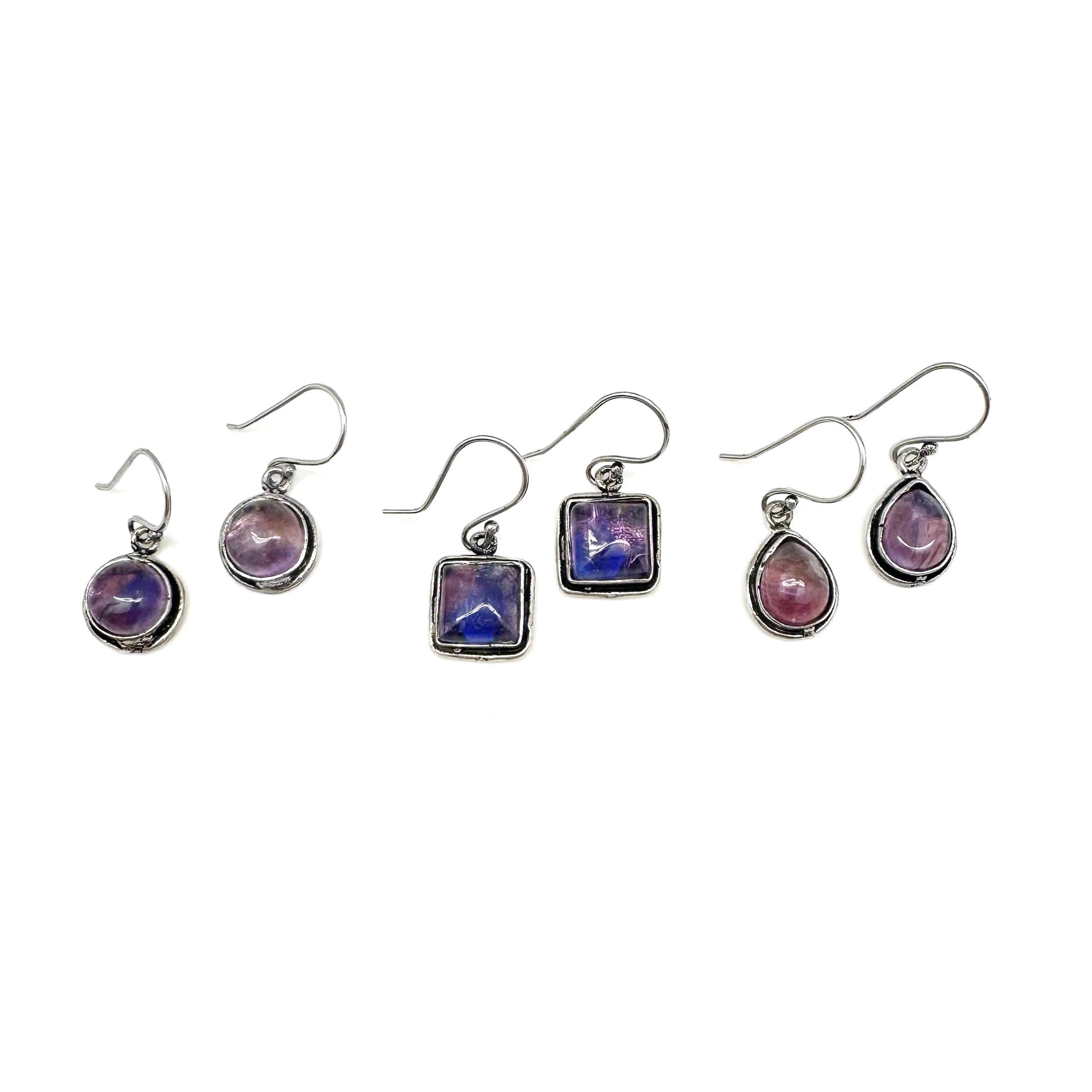 Handcrafted Semiprecious Small Stone Earrings - Amethyst