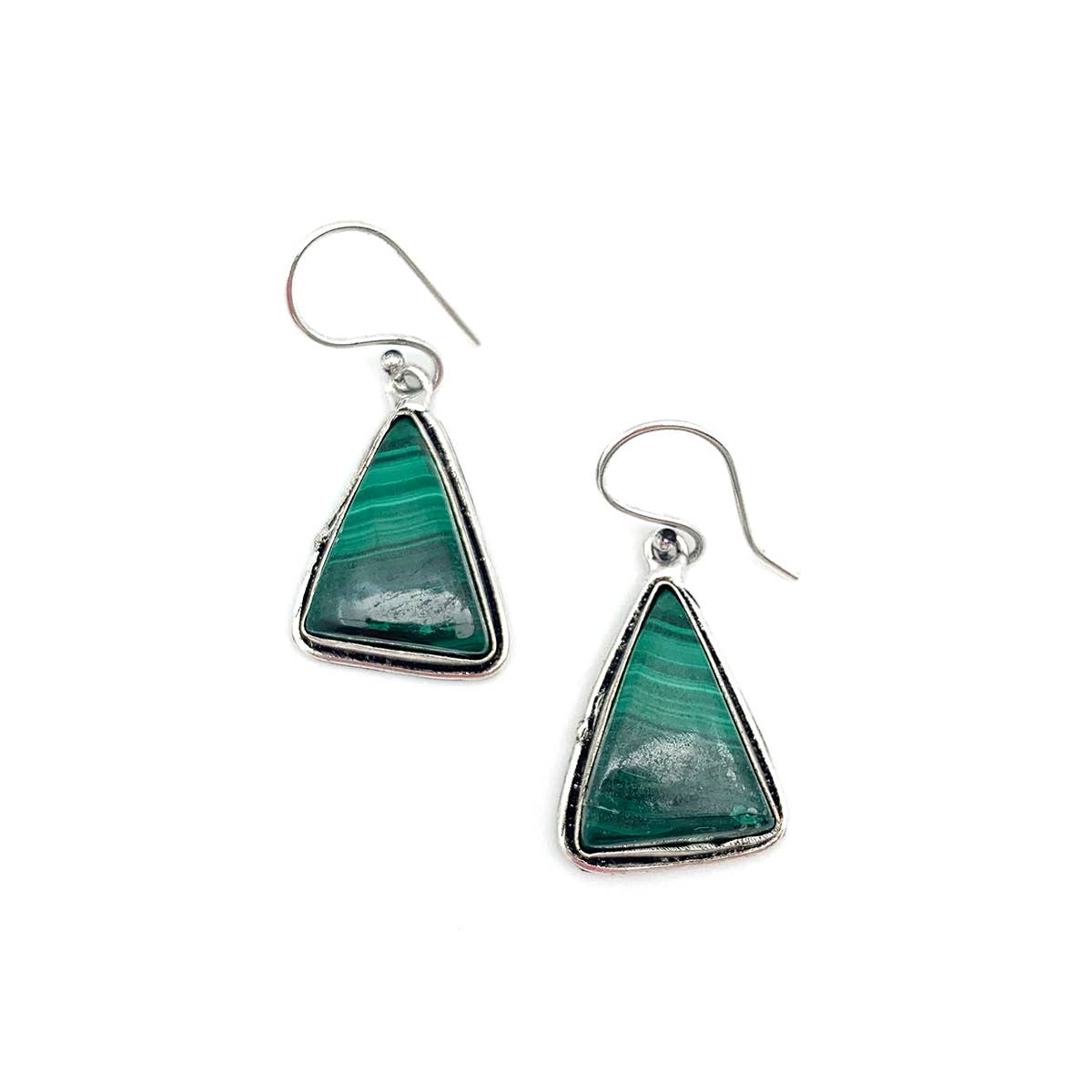 Handcrafted Semiprecious Stone Earrings - Malachite