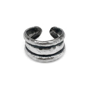 Kashi Three Curved Lines Embossed Ring