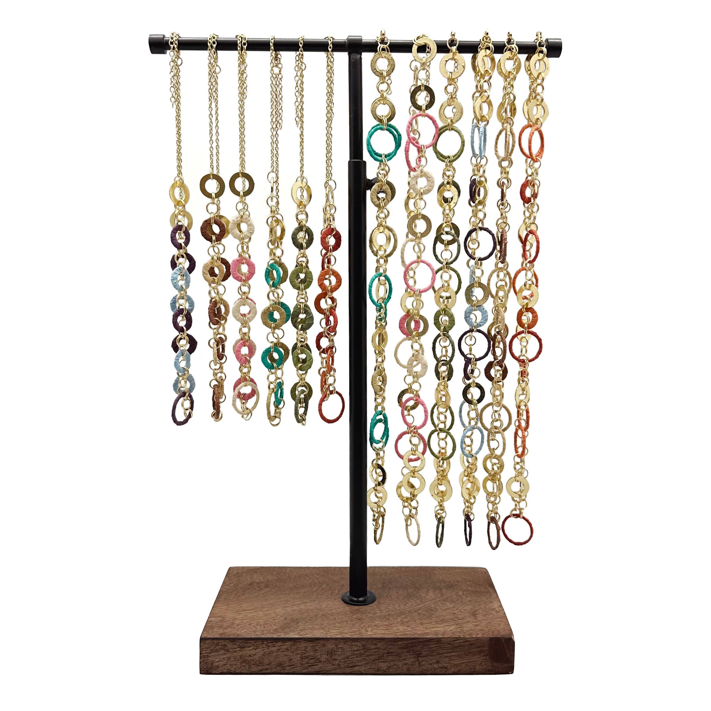 Raffia Rings Necklace Prepack - 6 short and 6 long necklaces