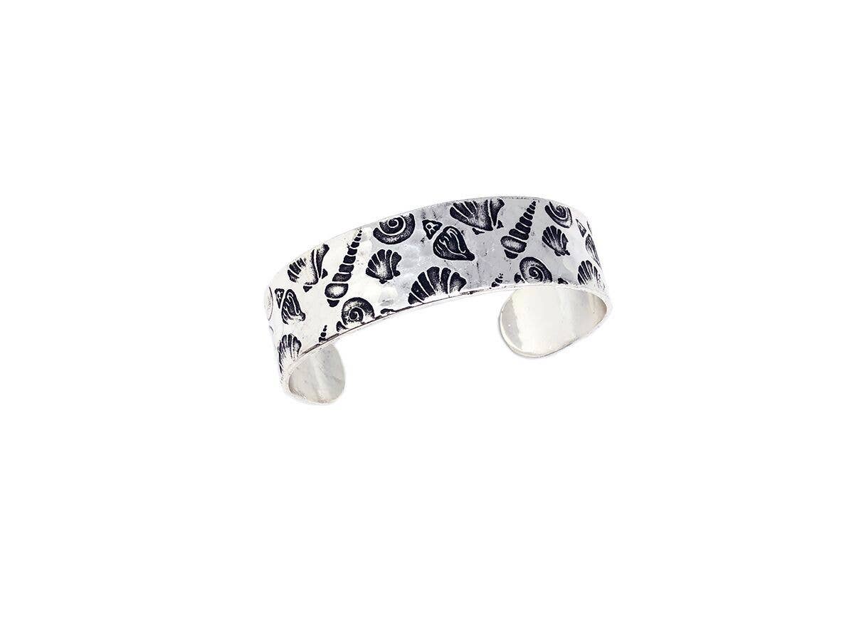 Shells Silver Engraved Cuff Bracelet