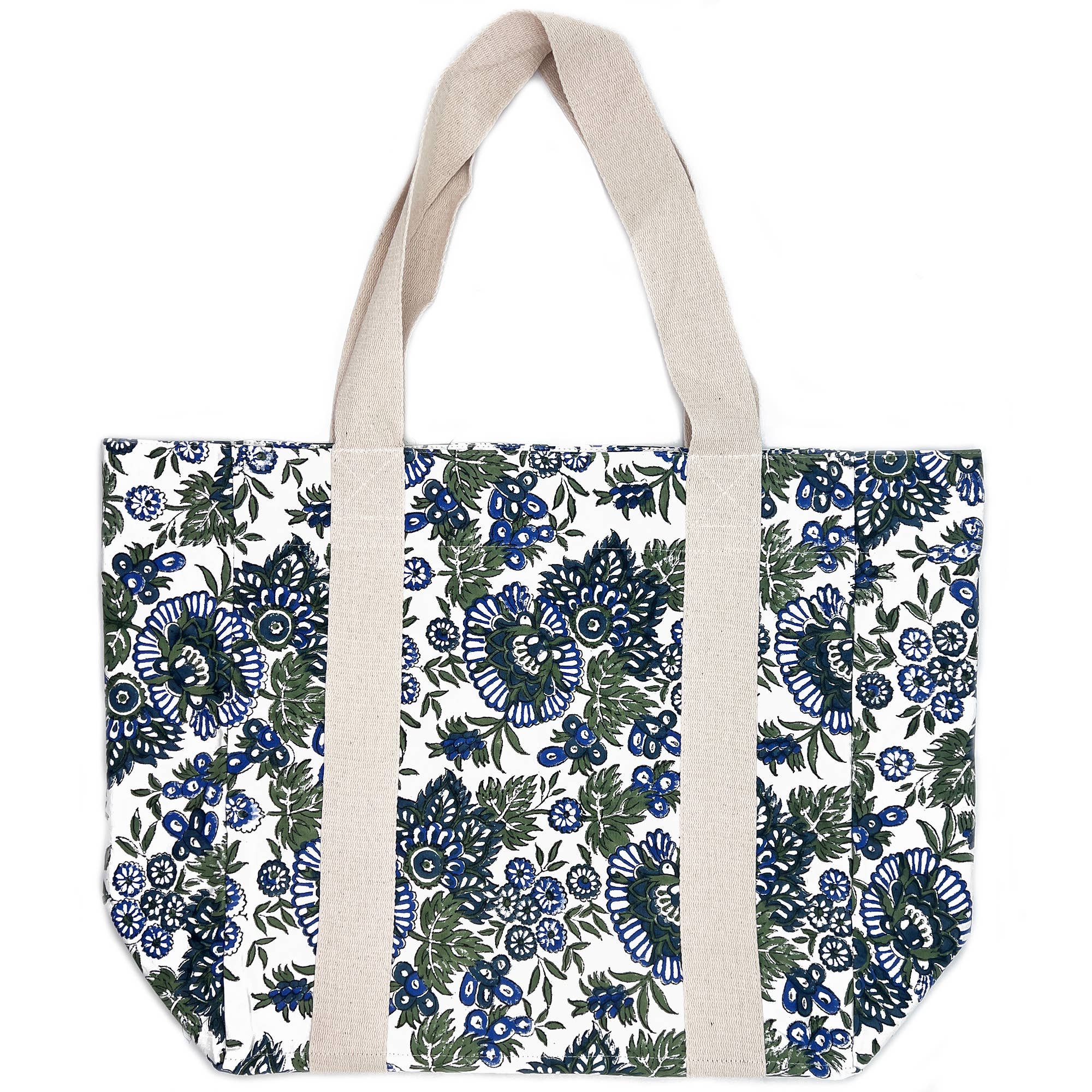 Handcrafted Canvas Bag with Block-Printed Forget me not