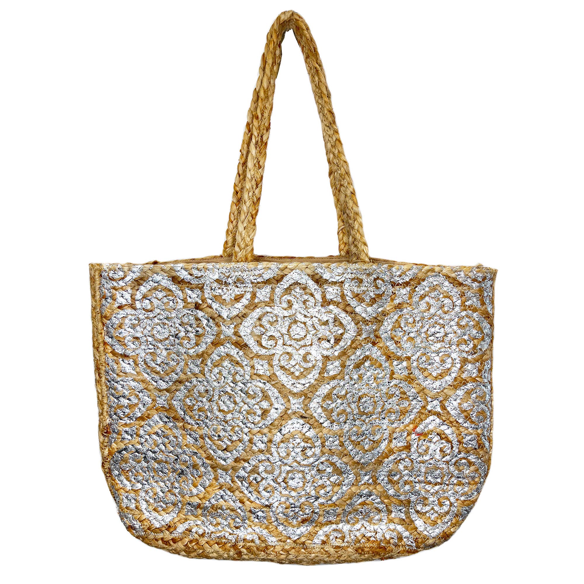 Luna Bag - Jute tote bag with silver accents