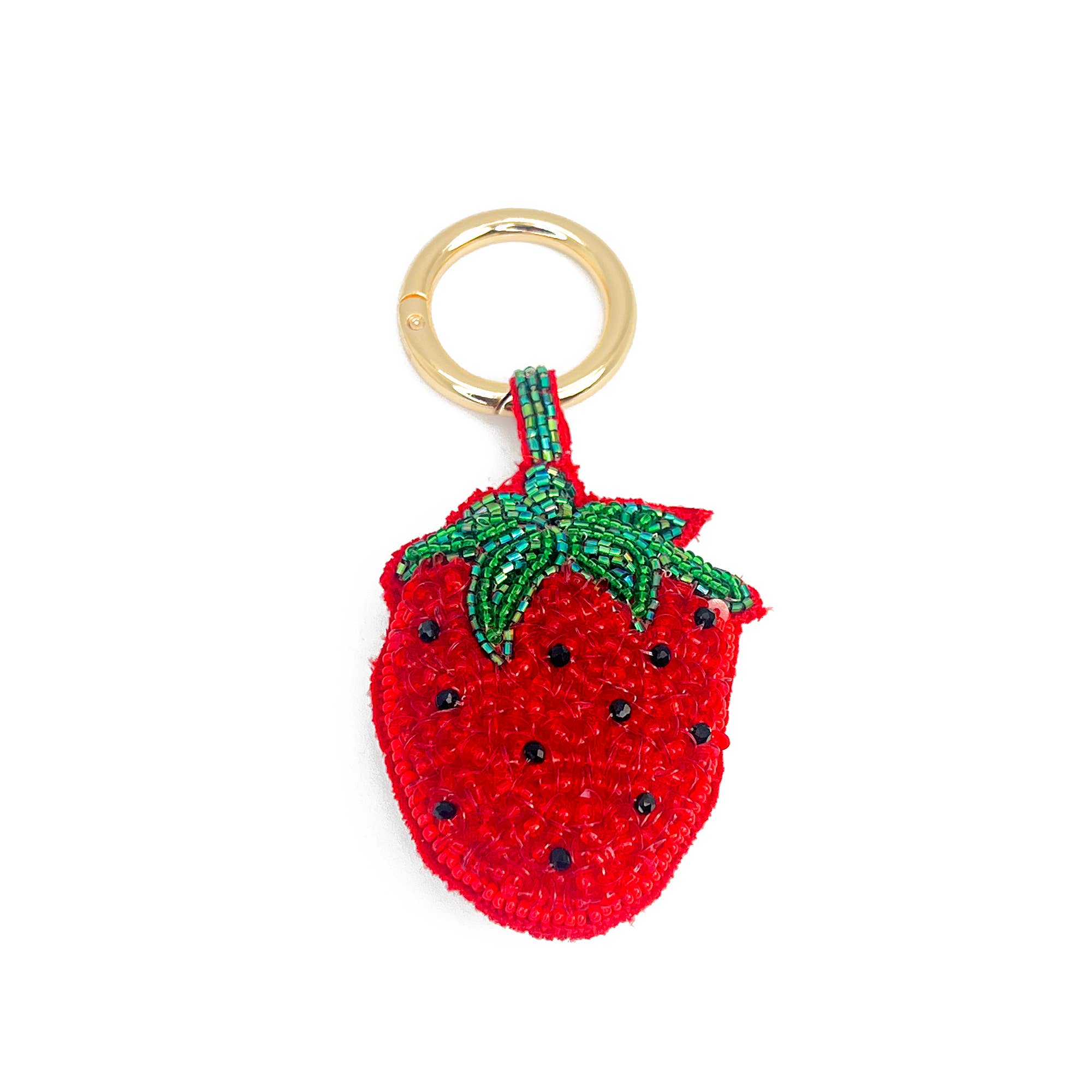 Seed Bead Strawberry Key Ring