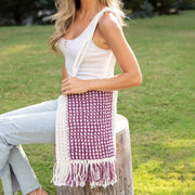 Millie Bag - Knitted Raffia Bag with fringes - Purple