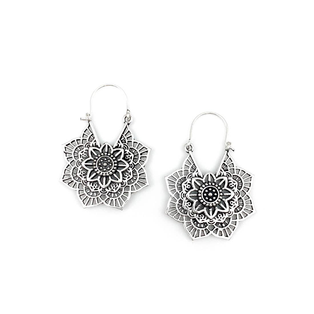 Tanvi Collection Earrings - Silver Filigree Flowers