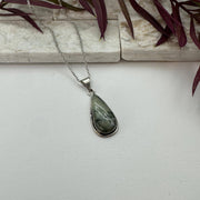 Handcrafted Semiprecious Large Stone Necklace - Prehnite